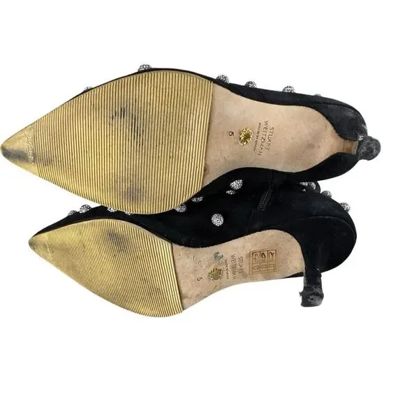 Stuart Weitzman Carine Crystal Black Suede Ankle Boots US 5 - Picture 11 of 11